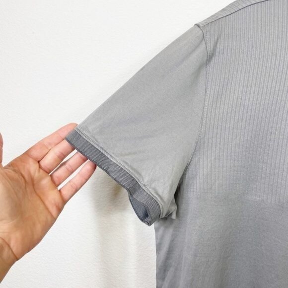 Calvin Klein Mens Gray Polo Shirt L Slim Fit 100% Cotton Ribbed Collar Premium Q - Picture 8 of 8